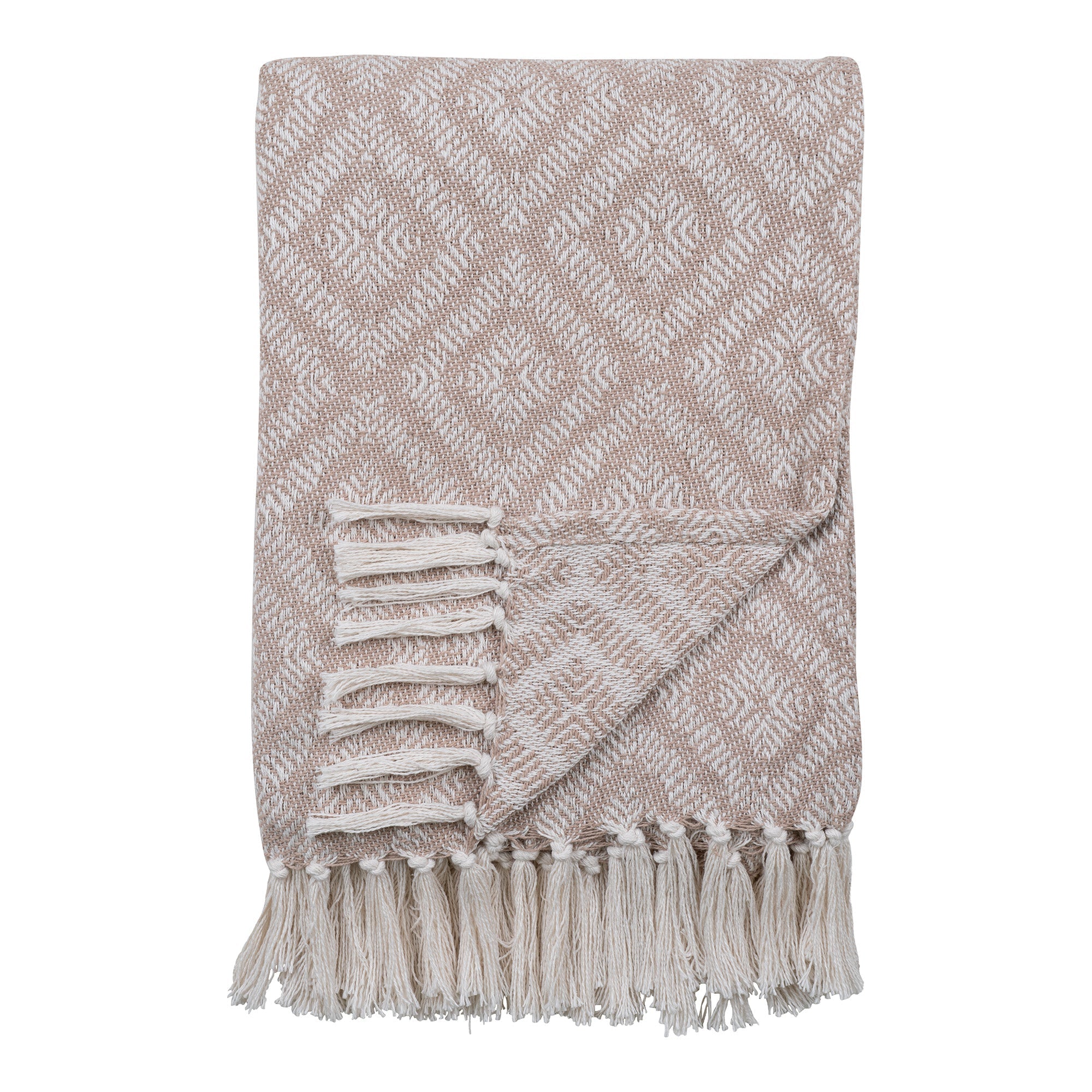 CORT Bomull Pläd Elfenbensvit/Beige Design B, 130x160 cm