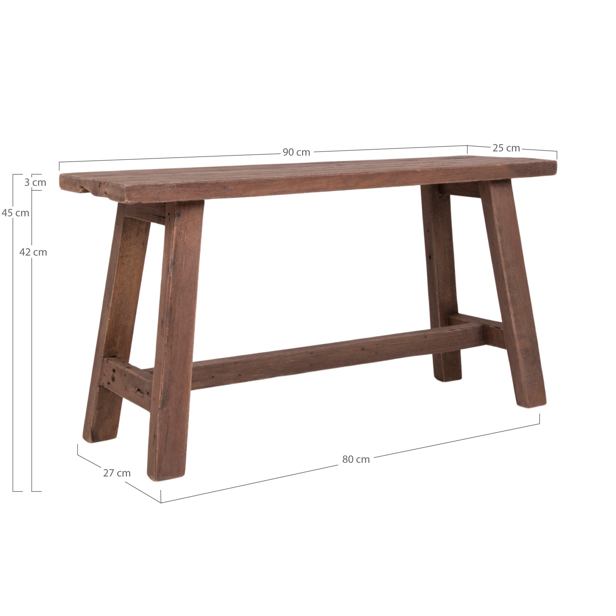 Bänk BARCELONA Teak 25x90x45 Natur