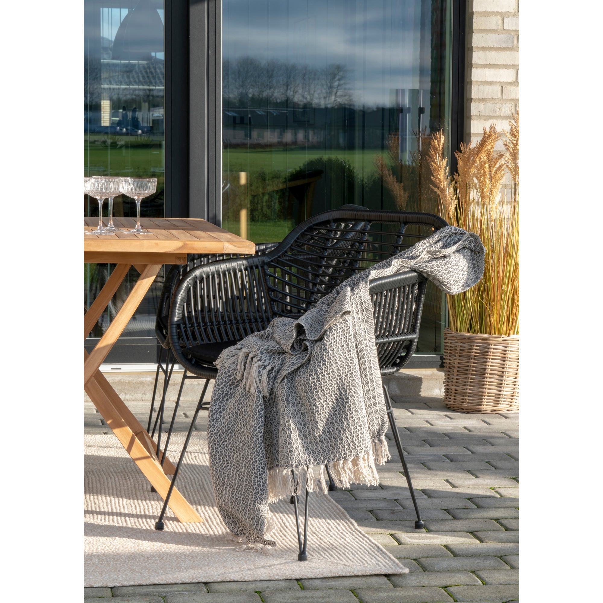 Fåtöljer TRIESTE PU Rattan 65x63x58 Svart-2st