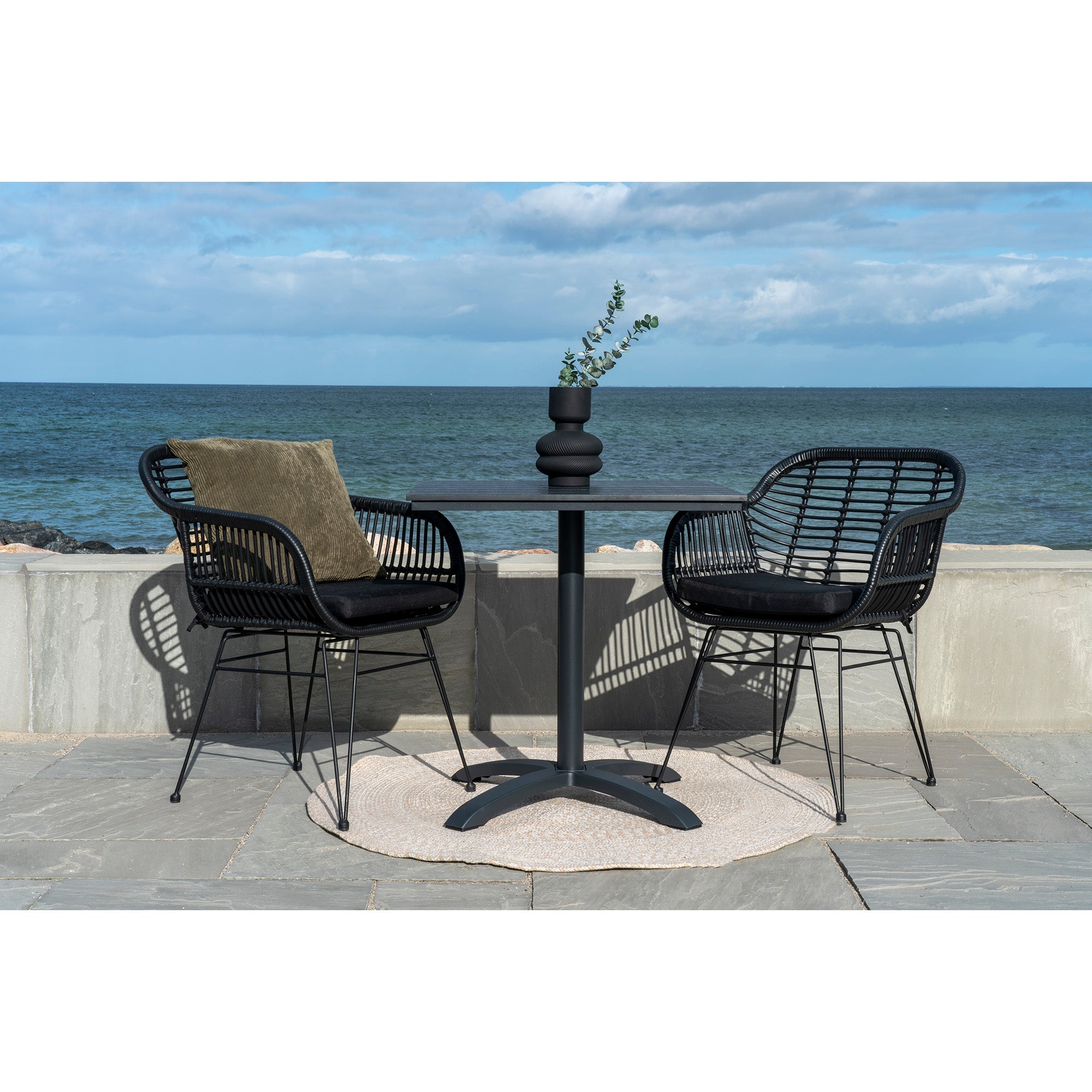 Fåtöljer TRIESTE PU Rattan 65x63x58 Svart-2st