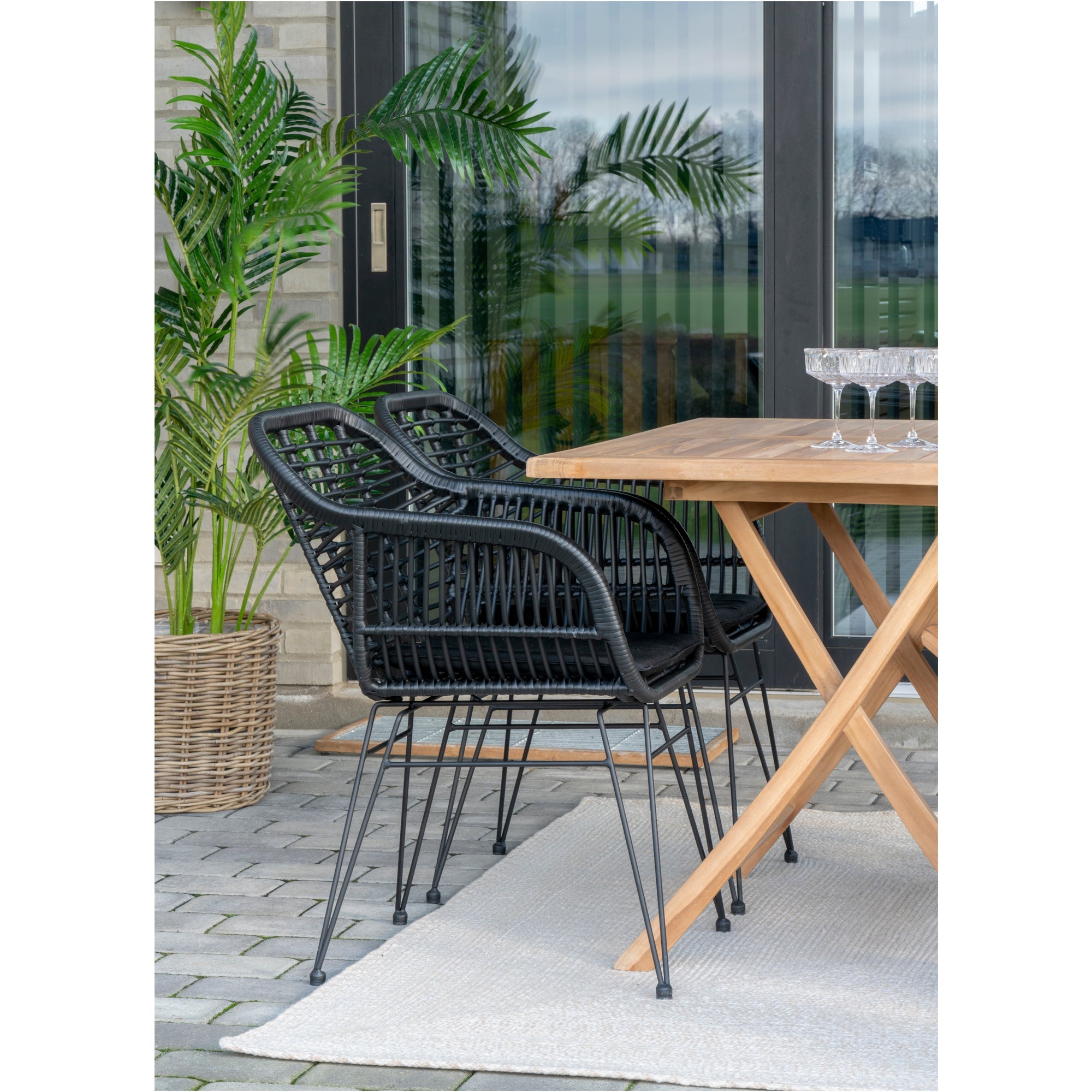 Fåtöljer TRIESTE PU Rattan 65x63x58 Svart-2st